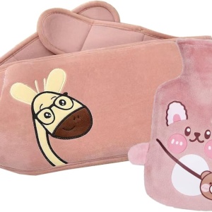 Set sticla cu husa pentru apa si o centura N/P, PVC/textil, roz, 1 L