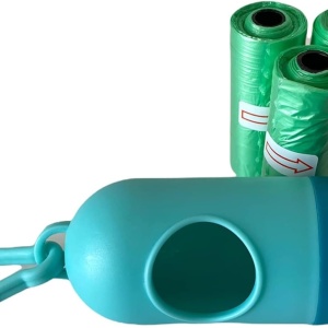 Set suport si 300 saci pentru resturile animalelor Astorpet, plastic, verde/albastru