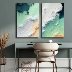 Set tablou decorativ Re-Bloom, 2 piese, panza/lemn, multicolor, 45 x 70 cm