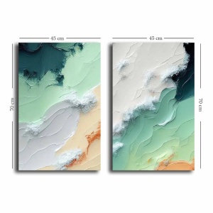 Set tablou decorativ Re-Bloom, 2 piese, panza/lemn, multicolor, 45 x 70 cm - Img 2