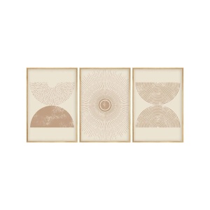 Set tablou decorativ Re-Bloom, 3 piese, MDF/lemn masiv, bej/natur, 50 x 35 cm