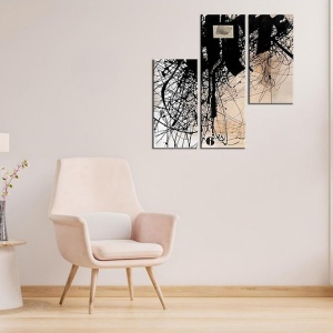 Set tablou decorativ Re-Bloom, 3 piese, model abstract, panza/lemn, multicolor - Img 2