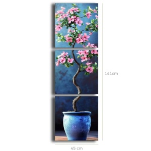 Set tablou decorativ Re-Bloom, 3 piese, model floral, lemn/panza, multicolor, 45 x 45 cm - Img 2