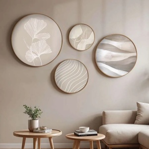 Set tablou decorativ Re-Bloom, 4 piese, lemn, natur/gri - Img 2