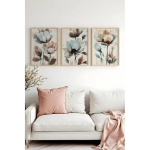 Set tablouri decorative Re-Bloom, model floral, MDF/lemn masiv, multicolor, 50 x 70 cm - Img 3