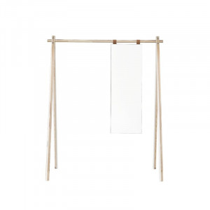 Sina pentru imbracaminte Hongi, cu oglinda, lemn masiv, maro, 177 x 150 x 74 cm