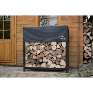 Stand pentru lemne Shelter Logic, metal, negru, 119 cm H x 120 cm L x 36 cm D