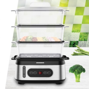 Steamer Heinner OneSteam HSA-D950SS, Putere 800-950W, Display LED, Capacitate 9L, Rezervor apa 1.5L, Temporizator 60 min, Negru/Argintiu - Img 3