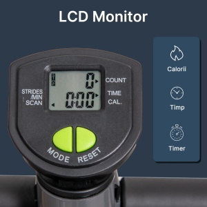 Stepper fitness cu maner reglabil, monitor LCD, pistoane hidraulice, otel, Gri - Verificat A · Re-Bloom - Img 4