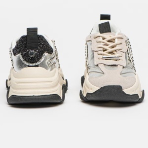 Steve Madden, Pantofi sport cu garnituri de piele intoarsa, Argintiu, 38, Resigilat, Grad A - Img 4