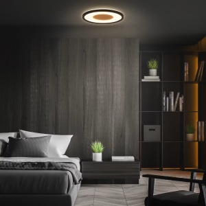 Sufit plafoniera LED rotunda diametru 30 cm, plastic PP mat, clasa E, 230V, IP20, neagra - Verificat A · Re-Bloom - Img 4