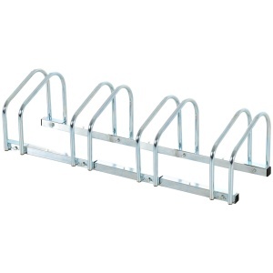 Suport biciclete otel zincat, 4 locuri, modular, 110x33x27cm, Argintiu - Verificat A · Re-Bloom