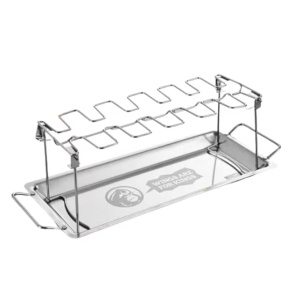 Suport cu tava pentru pulpe Mountain Grillers, otel inoxidabil, argintiu, 44,4 x 13,9 x 16,5 cm