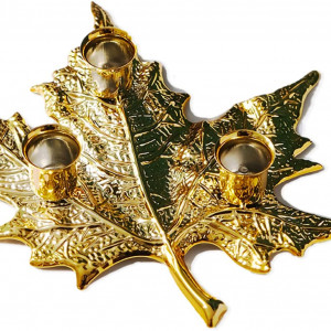 Suport decorativ pentru lumanari Hosoncov, metal, auriu, 23 x 21 x 4 cm 