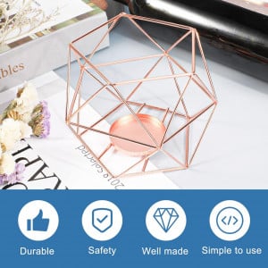 Suport decorativ pentru lumanari Pwsap, metal, rose gold, 10 x 12 cm 