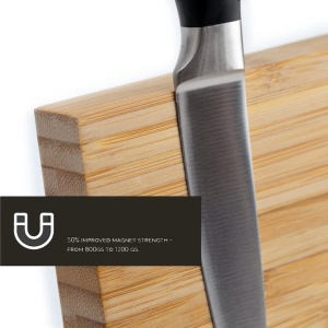 Suport magnetic pentru cutite, Dolce Mare, doua fete din bambus, XXL, 35 x 25x11 cm