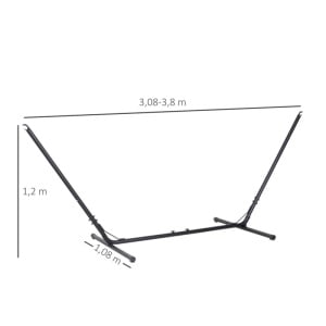 Suport pentru hamac Symple Stuff, metal, negru, 108 x 120 x 308-380 cm