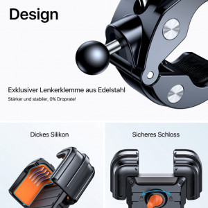 Suport telefon pentru bicicleta Andobil, metal/plastic, negru/portocaliu, 9 x 18 x 3 cm - Img 5