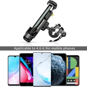 Suport telefon pentru bicicleta Faefty, reglabil, silicon/plastic, negru, 4,6-6,9 inchi