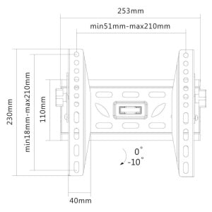 Suport TV GoGEN M, diagonala 23"-42" (58 - 106 cm), inclinare 0°-10°, 50 kg, VESA - Img 2