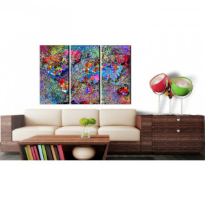 Tablou „Harta lumii”, 3 piese, panza/lemn, multicolor, 80 x 120 x 2 cm - Img 2