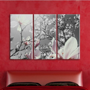 Tablou „Magnolie”, 3 piese, panza, 80 x 120 x 1,8 cm - Img 2