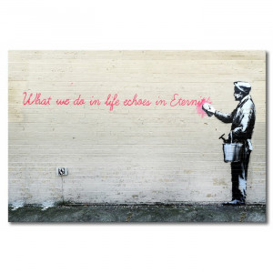 Tablou "Banksy nr.17", panza, gri, 40 x 60 x 2 cm - Img 1