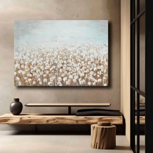 Tablou canvas model floral 70x100 cm, panza 100% grosime 2.8mm, rama lemn pin 100%, alb/maro/gri - Verificat A · Re-Bloom - Img 2