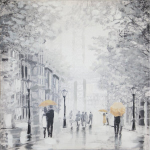 Tablou canvas Rainy Manhattan, 52 x 52 x 3 cm - Img 1