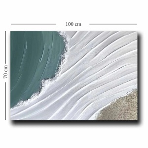 Tablou decorativ canvas 70x100 cm, panza 100% grosime 2.8mm, rama lemn pin 100%, albastru/alb/bej - Verificat A · Re-Bloom - Img 3