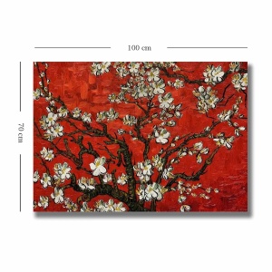 Tablou decorativ canvas model copac inflorit 70x100 cm, panza 100%, cadru lemn 100% grosime 2.8 cm, rosu/alb/maro - Verificat A · Re-Bloom - Img 2
