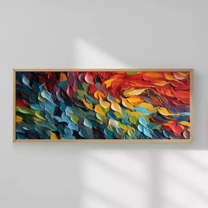 Tablou decorativ din MDF si lemn masiv 50x120 cm, MDF 2.7mm, constructie solida si usoara, design modern, multicolor - Verificat A · Re-Bloom - Img 1