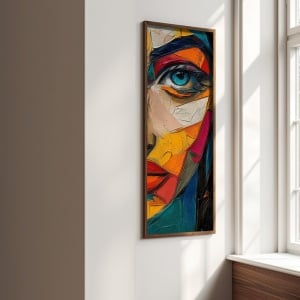 Tablou decorativ model fata MDF/lemn masiv 40x120x3.5 cm, format vertical, design artistic modern, multicolor - Verificat A · Re-Bloom - Img 5
