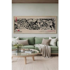 Tablou decorativ Re-Bloom, lemn masiv/MDF, natur/negru, 50 x 120 cm - Img 4