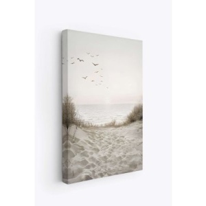Tablou decorativ Re-Bloom, lemn/panza, alb/gri, 40 x 60 cm - Img 1