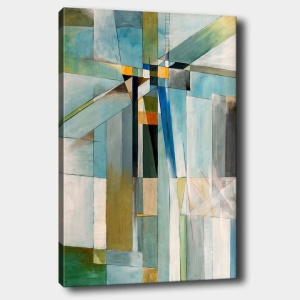 Tablou decorativ Re-Bloom, model abstract, panza/lemn, multicolor, 70 x 100 cm