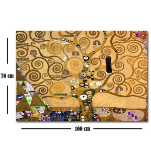 Tablou decorativ Re-Bloom, model Arborele vietii, panza/lemn, multicolor, 100 x 70 x 3 cm - Img 2