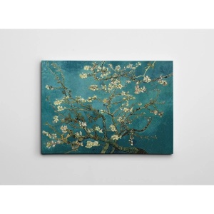 Tablou decorativ Re-Bloom, model copac inflorit, panza/lemn, albastru/verde/alb, 70 x 100 cm