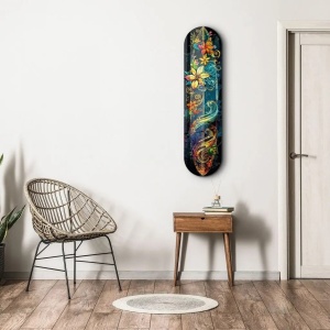 Tablou decorativ Re-Bloom, model floral, sticla securizata, multicolor, 20 x 80 cm - Img 3