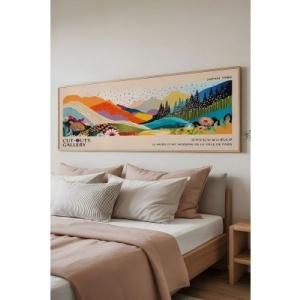 Tablou decorativ Re-Bloom, model peisaj, MDF/lemn masiv, multicolor, 50 x 120 cm - Img 4