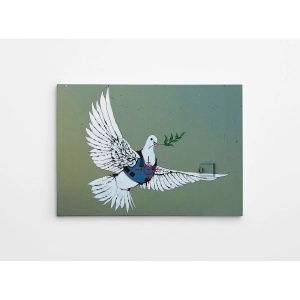 Tablou decorativ Re-Bloom, model porumbel, panza/lemn, multicolor, 70 x 100 cm