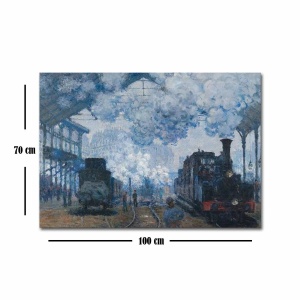 Tablou decorativ Re-Bloom, model trenuri, lemn/panza, multicolor, 70 x 100 cm - Img 3