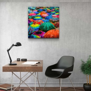 Tablou decorativ Re-Bloom, model umbrele, sticla temperata, multicolor, 60 x 60 cm - Img 3