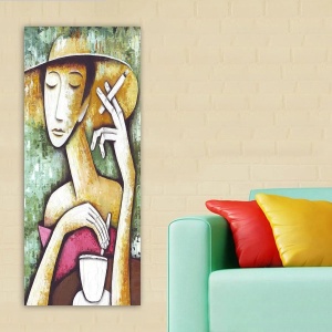 Tablou decorativ Re-Bloom, panza/lemn, multicolor, 50 x 120 cm - Img 2