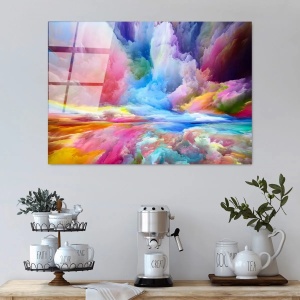 Tablou decorativ Re-Bloom, sticla temperata, multicolor, 70 x 100 cm - Img 3