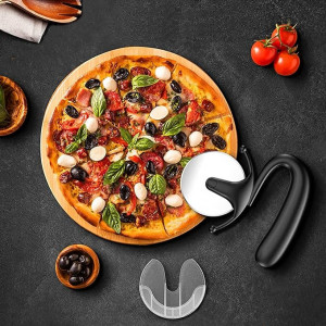 Taietor pentru pizza LEMCAS, otel inoxidabil, negru, 16 x 13,5 x 1,2 cm