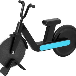 Taietor pentru pizza Uaugulft, model motocicleta, otel inoxidabil/ABS, negru/albastru, 18,4 x 12 cm