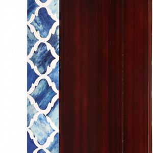 Tava decorativa Handicrafts, lemn/rasina, albastru/alb/maro, 25 x 15 cm - Img 2