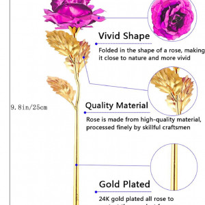 Trandafir Beferr, rosu inchis/auriu, plastic, 25 cm - Img 5