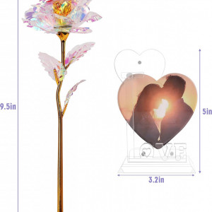 Trandafir cu suport pentru inima N&T NIETING, roz/auriu, plastic, 24 cm - Img 6
